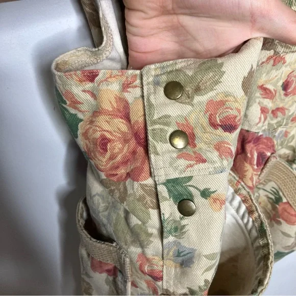 Handmade floral Jean Shortalls overalls casual approximately women’s size XL - Picture 12 of 12